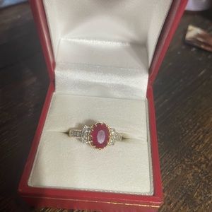 10k yellow gold ruby and diamond ring